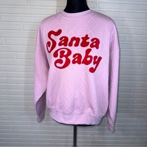 Grayson Threads Pink Santa Baby Oversized Holiday Sweater, Women’s Size XS